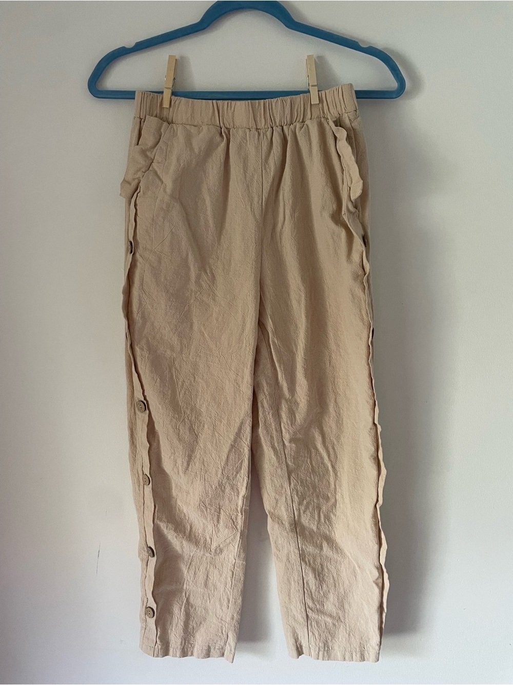 SHEIN Beige Button-Side Joggers